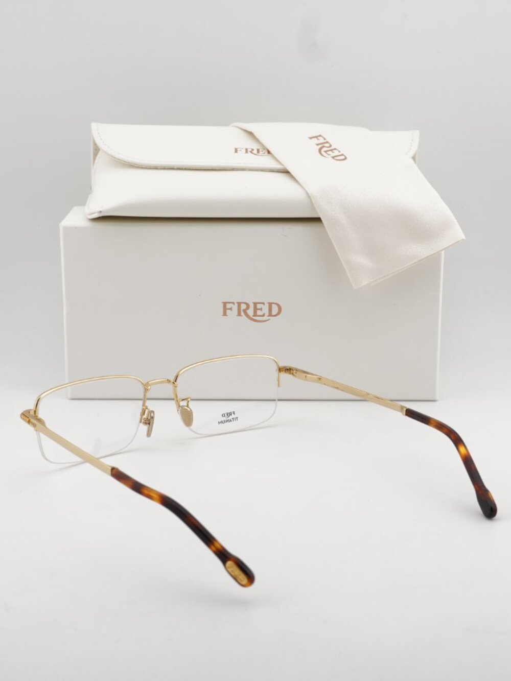 Fred FG50024F 032 Unisex Rectangle 56mm Eyeglasses - Gold - Picture 3 of 10